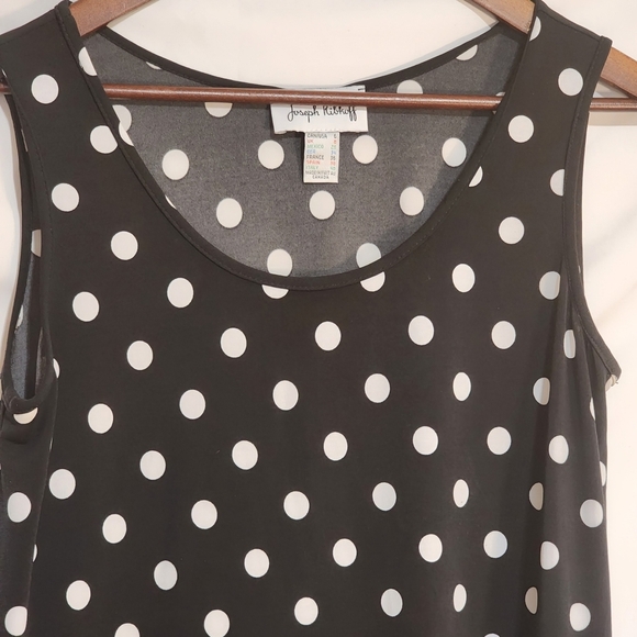 Joseph Ribkoff Tops - Joseph Ribkoff Polka Dot Asymmetrical Tank Top Retro Chic Black White Size 6